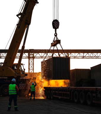 crane-lifting-container-sunset